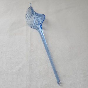 Vintage ornament Murano glass leaf in light blue, glass ornament leaf.